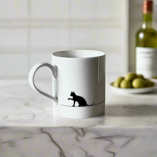 Cat Lover Silhouette Design Fine Bone China Mug