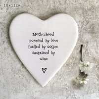 Porcelain Heart Coaster Motherhood Powered by Love Keepsake