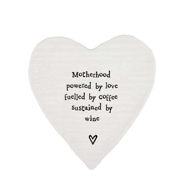 Porcelain Heart Coaster Motherhood Powered by Love Keepsake