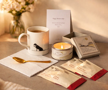 Personalised Tea Lover Gift Box | Fine Bone China Mug Set with Dog Design, Candle & Accessories