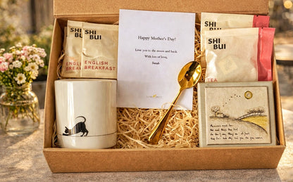 Personalised Tea Lover Gift Box | Fine Bone China Mug Set with Dog Design, Candle & Accessories