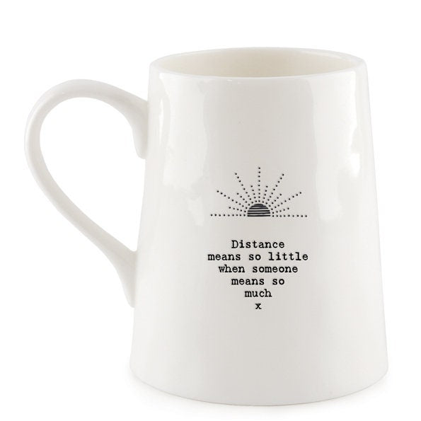 White mug with text 