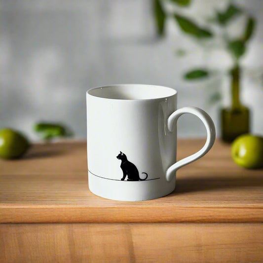 Cat Lover Silhouette Design Fine Bone China Mug