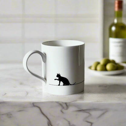 Cat Lover Silhouette Design Fine Bone China Mug