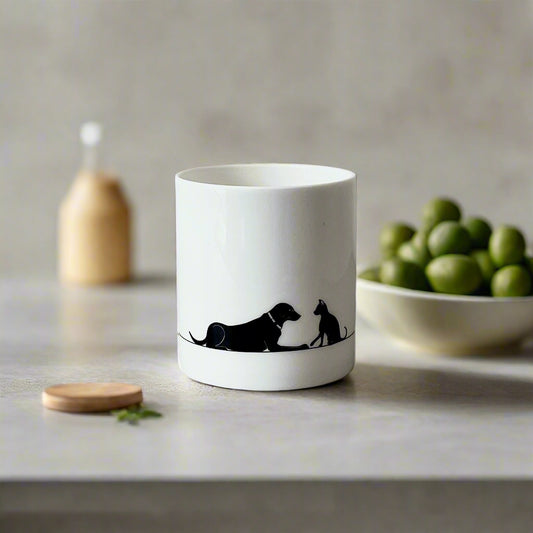 Cat and Dog Relaxing Scene Fine Bone China Mug