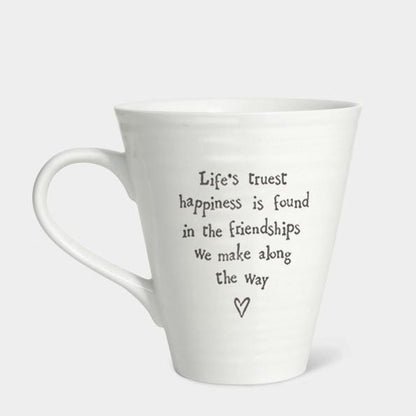 White mug with a quote on a  white background
